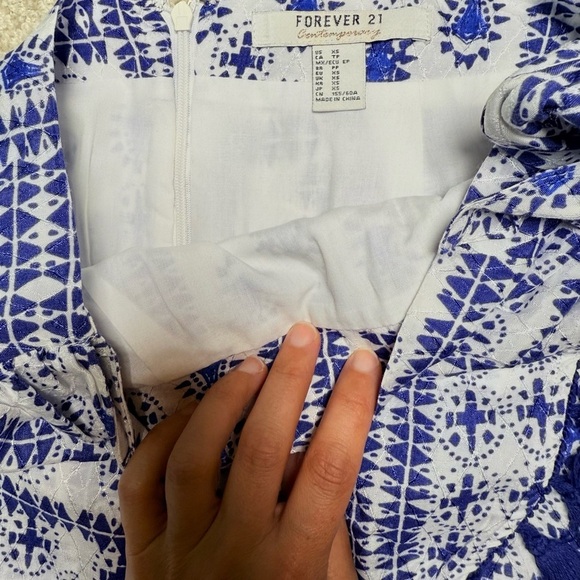 NWT Forever 21 Blue White Tassel Wrap Mini Skirt XS Boho Festival - Picture 4 of 5